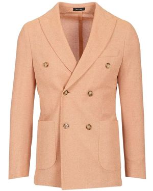 Al Duca d'Aosta Double-Breasted Herringbone-Weave Blazer - Pink