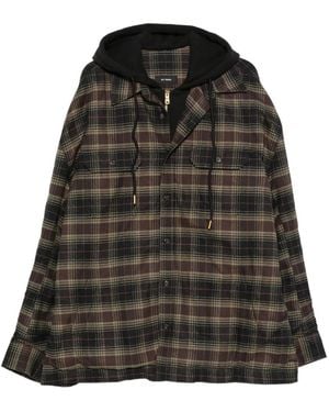 Willy Chavarria Ganadero Hooded Flannel Overshirt - Black