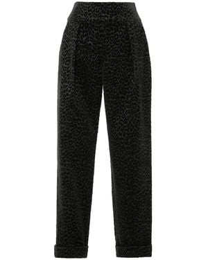 Temperley London Leopard-Print Velvet Trousers - Black