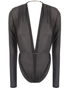 Saint Laurent Body con motivo de muselina - Azul