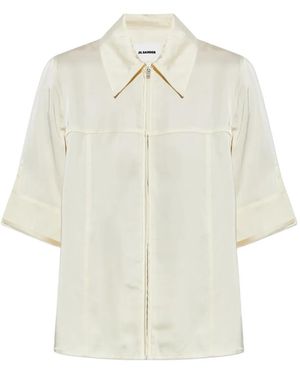 Jil Sander Zip-front Collared Shirt - White