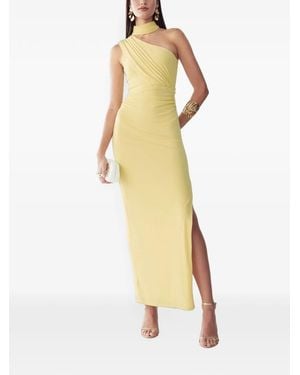 BWLDR Asymmetric-Collar Maxi Dress - Metallic