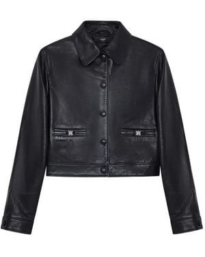Amiri Buttoned Leather Jacket - Blue