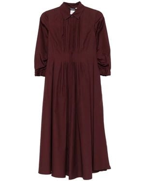 Max Mara Pleated Shirt Midi Dress - Purple