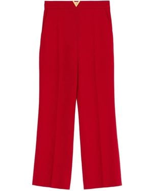 Valentino Garavani Wollen Crêpe Broek Met V-Detail - Rood