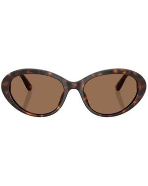 Dolce & Gabbana Tortoiseshell-Effect Oval-Frame Sunglasses - Brown