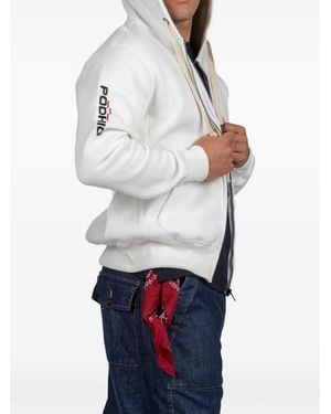 PODHIO Zip-Up Drawstring Hoodie - White