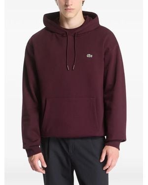 Lacoste Logo-Patch Drawstring Hoodie - Purple