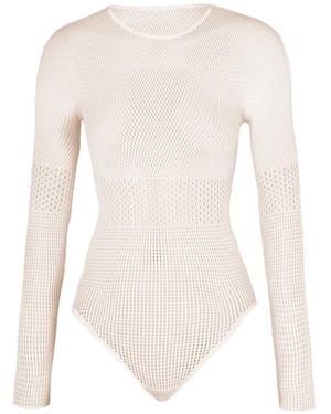Wolford Mosaic Net ボディスーツ - ホワイト
