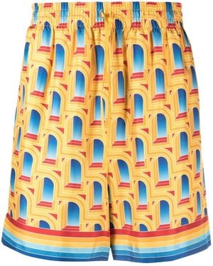 CASABLANCA L'Arche De Jour Silk Shorts - Orange