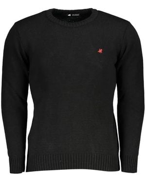 U.S. Grand Embroidered-Logo Crew-Neck Jumper - Black
