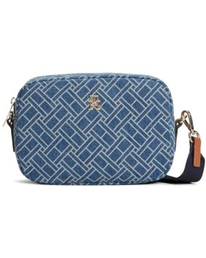 Tommy Hilfiger Monogram-Print Shoulder Bag - Blue