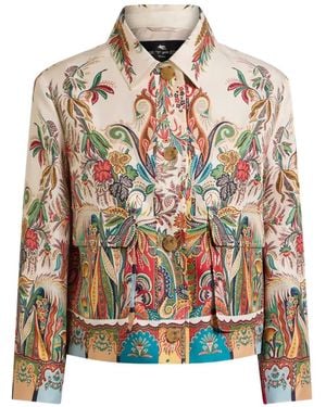Etro Paisley-Print Cropped Jacket - White