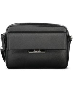 Calvin Klein Monogram Leather Crossbody Bag - Black