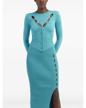 Roberto Cavalli Cut-Out Corset-Style Midi Dress - Blue