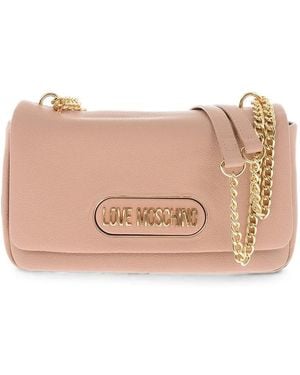 Moschino Love Logo-Plaque Shoulder Bag - Pink
