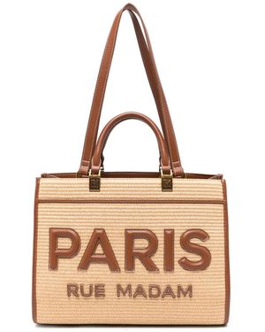 RUE MADAM PARIS Iconique Woven Tote Bag - Natural