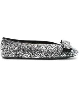 Ferragamo Crystal-Embellished Ballet Flat - Grey