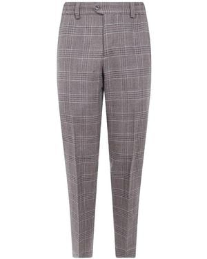 PT Torino Prince Of Wales Check Wool Trousers - Grey