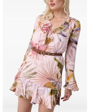 Guess Ruffled Belted Dress - Pink