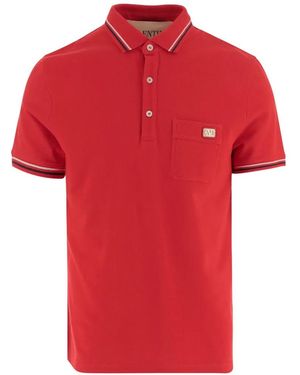 Valentino Garavani Cotton Piqué Polo Shirt With Vlogo Patch - Red