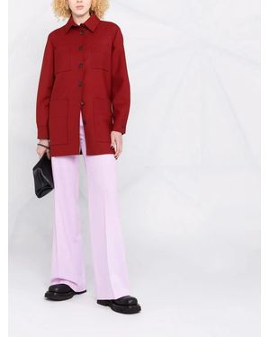Ferragamo Long-Sleeve Virgin Wool Shirt - Red