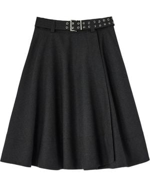 Ganni Wool Suiting Wrap Skirt - Black