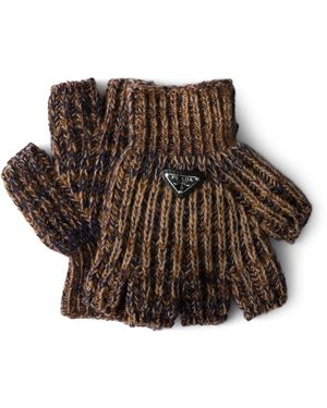 Prada Wool And Cashmere Gloves - Brown