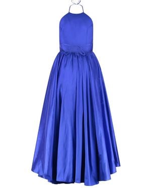The New Arrivals Ilkyaz Ozel Halterneck Silk Midi Gown - Blue