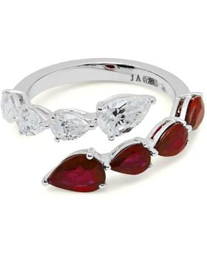 Jewels Aficionado 18K Diamond Ruby Bypass Ring - Black