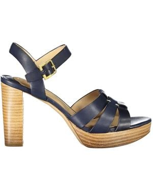 Polo Ralph Lauren Leather Block-Heel Sandals - Blue