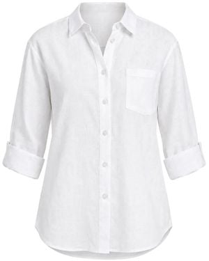 Guess Leyna Long-Sleeve Linen Shirt - White