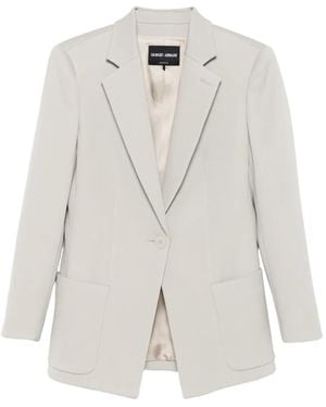 Giorgio Armani Single-Button Patch-Pocket Blazer - White