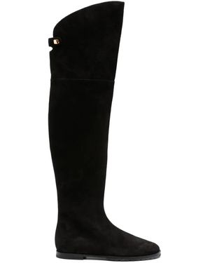 Maison Skorpios Stefania Knee-High Suede Boots - Black