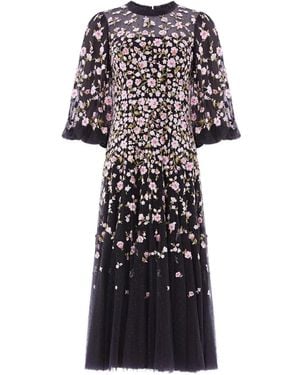 Needle & Thread Geblümtes Sylvia Maxikleid - Schwarz