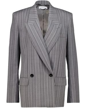 Stella McCartney Pinstripe-Pattern Waisted-Fit Jacket - Grey