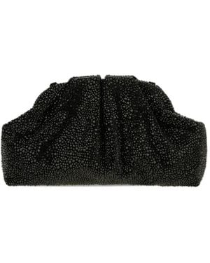 Twentyfourhaitch Mirach Bead-Embellished Ruched Shoulder Bag - Black