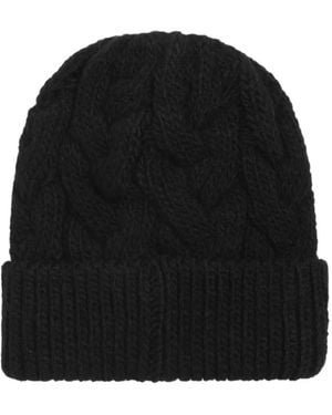 CA4LA Cable-Knit Ribbed Beanie Hat - Black