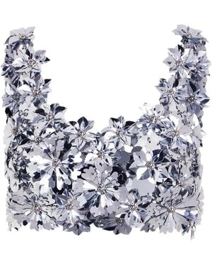 Rabanne Flower-Appliqué Top - Blue