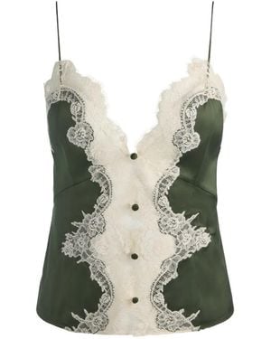Alice + Olivia Lace-Trim Slip Top - Green
