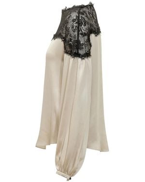 Isabel Marant Azare Lace-Trim Satin-Finish Blouse - Natural