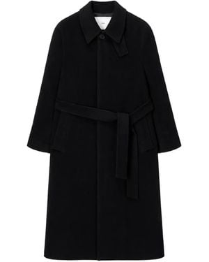 DUNST Belted Wool-Blend Coat - Black