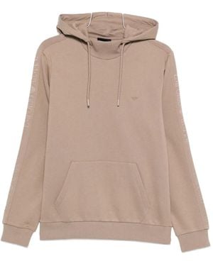 Emporio Armani Embroidered-Logo Hoodie - Natural
