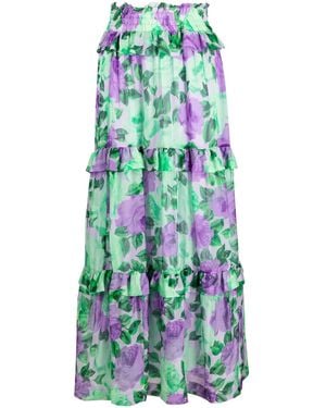 P.A.R.O.S.H. High-Waisted Graphic-Print Skirt - Blue