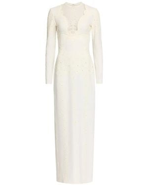 Elie Saab Loing-Sleeve Maxi Dress - White