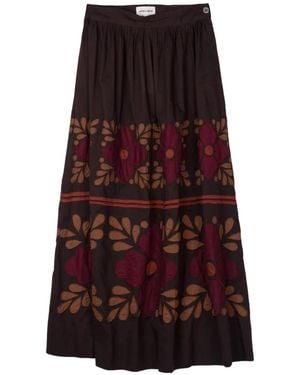 Antik Batik Axo Floral-Appliqué Maxi Skirt - Purple