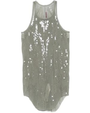 Rick Owens Sequi- Embellished Top - Grey