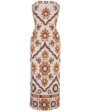 Cara Cara Rome Floral-Print Midi Dress - Metallic