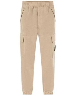Stone Island Pantalon De Jogging En Flanelle De Laine Et Nylon Tc 3100050 - Natural