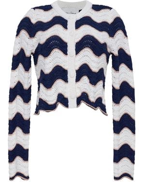 Cara Cara Gehäkelter Jolene Cardigan Mit Wellenstreifen - Blau
